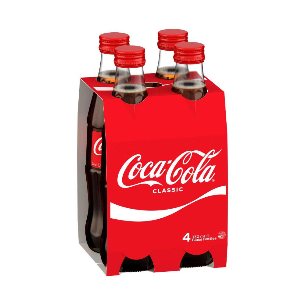 Coca-Cola assic Soft Drink Multipack Glass Bottles 4x330ml