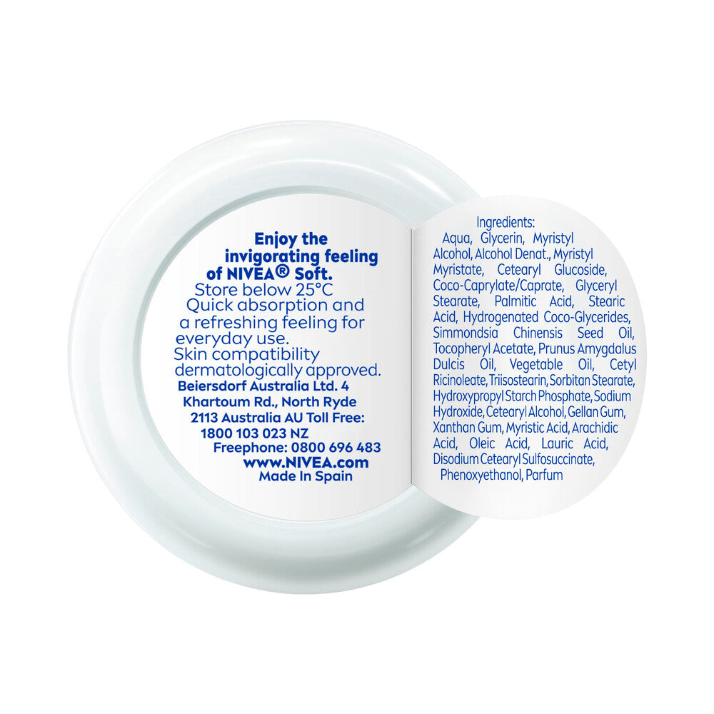 Nivea Soft Cream Travel Mini Lotion Moisturiser + Jojoba Oil & Vitamin E - 50mL