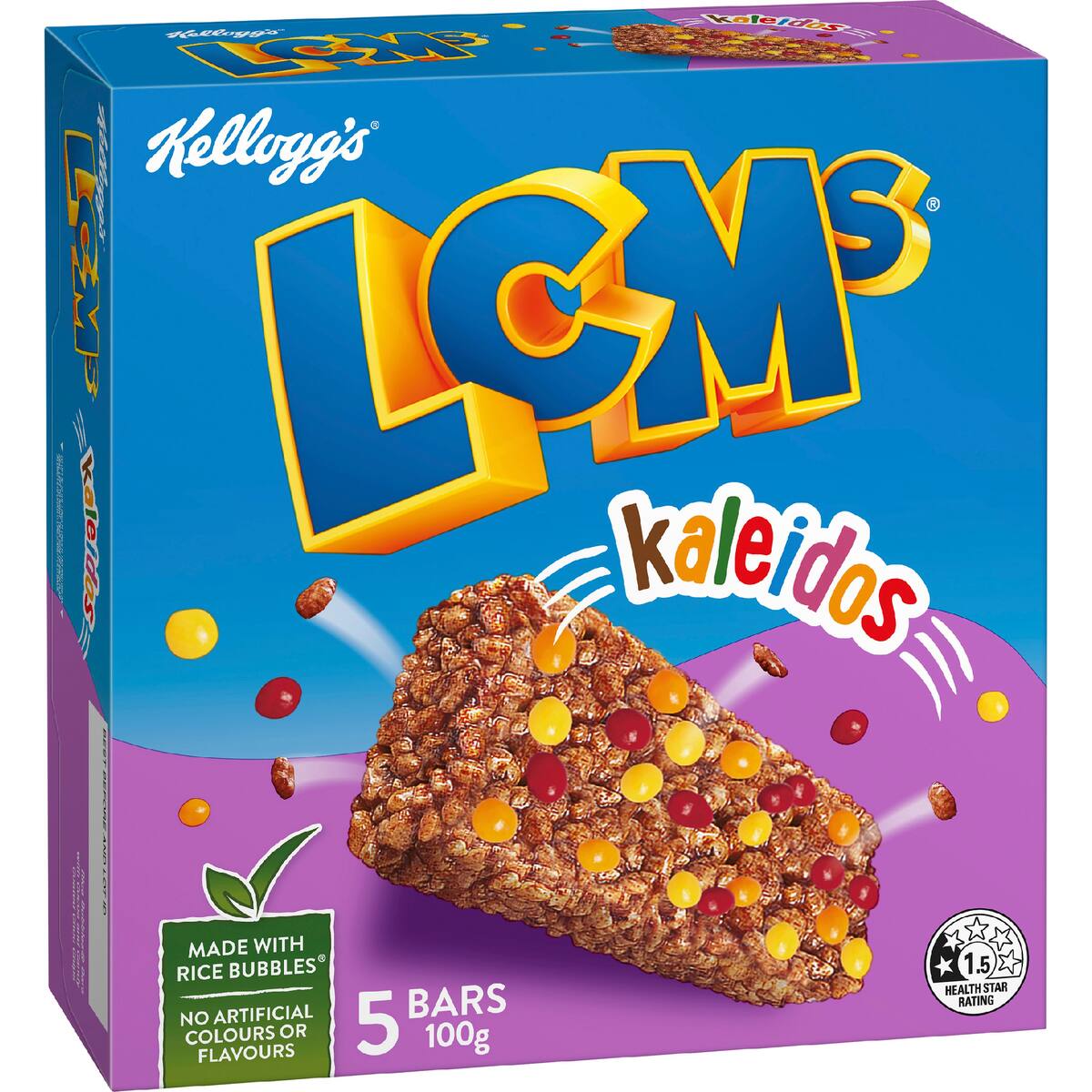 Kellogg's Lcms Kaleidos Rice Bubbles Snack Bars 5 Pack