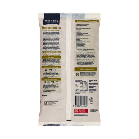 Mckenzie's Whole Green Lentils - 1kg