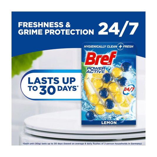Bref Power Active Toilet eaner Rim Block Lemon 3x50g - 150g