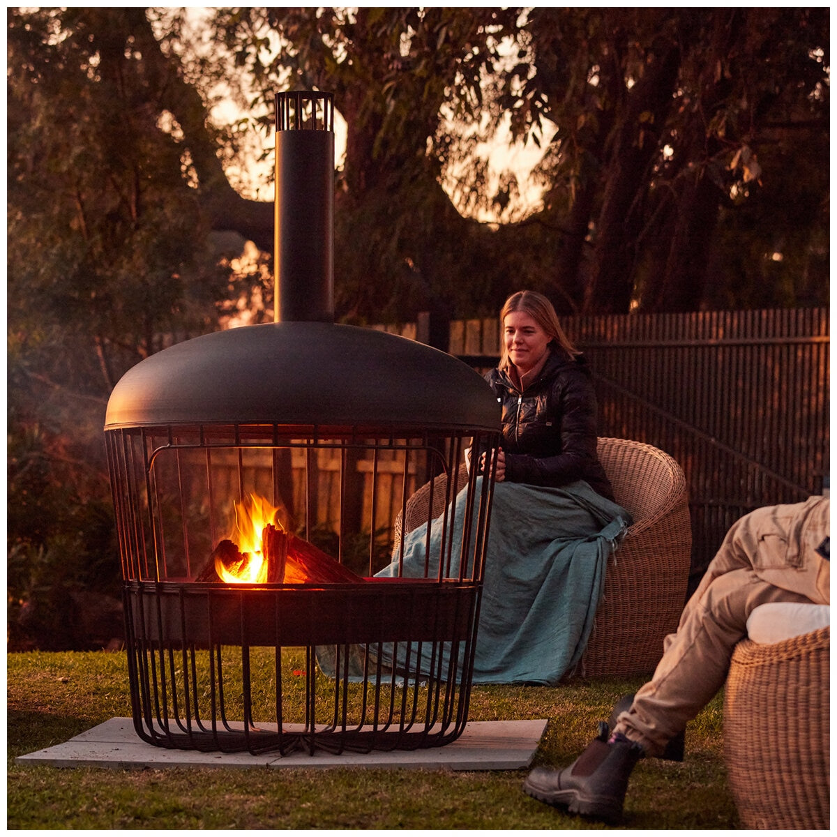 Glow Bastion Chimenea GLOW2417 Black Steel Wood Burning