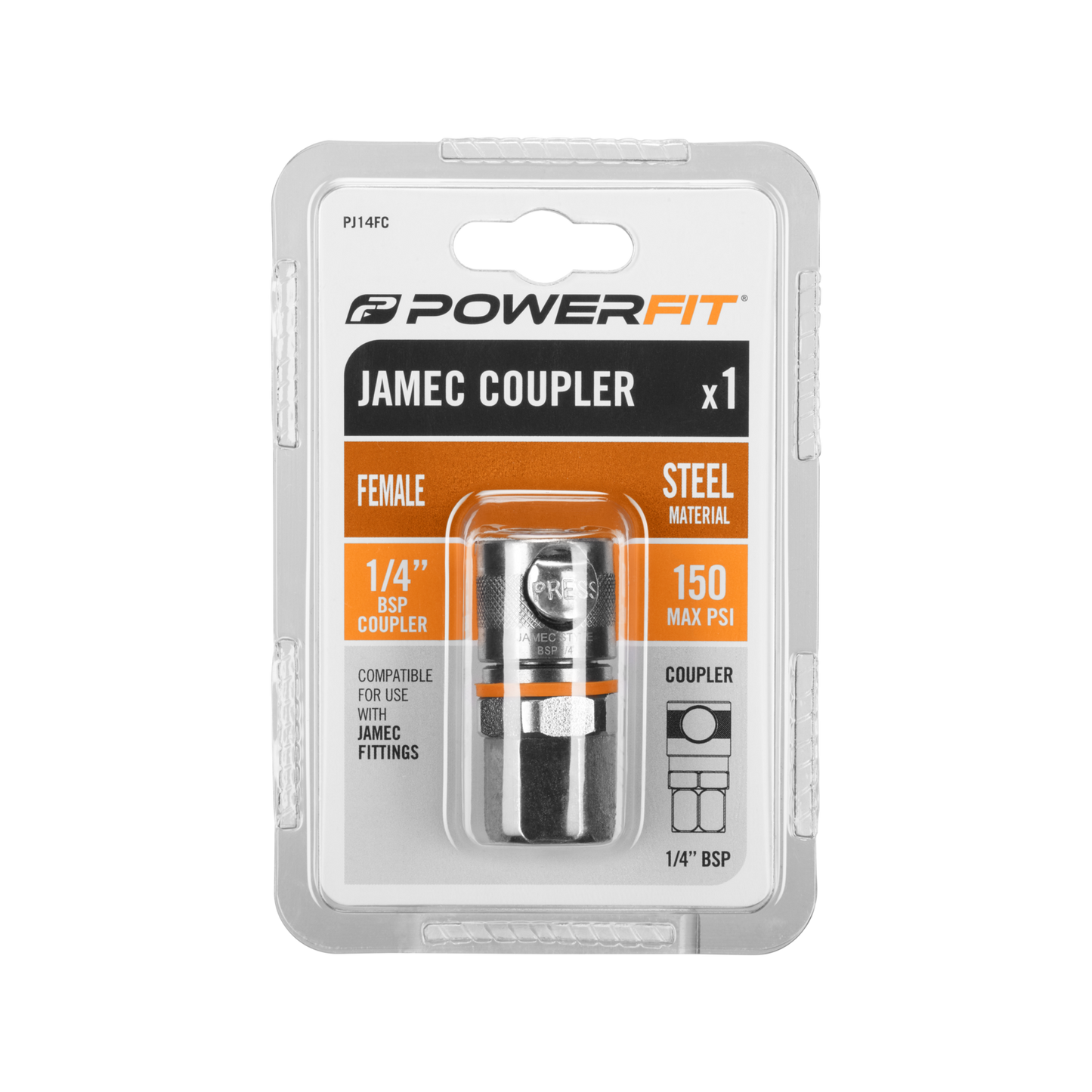 Powerfit Jamec Female Coupler - 1/4"BSP - 150PSI