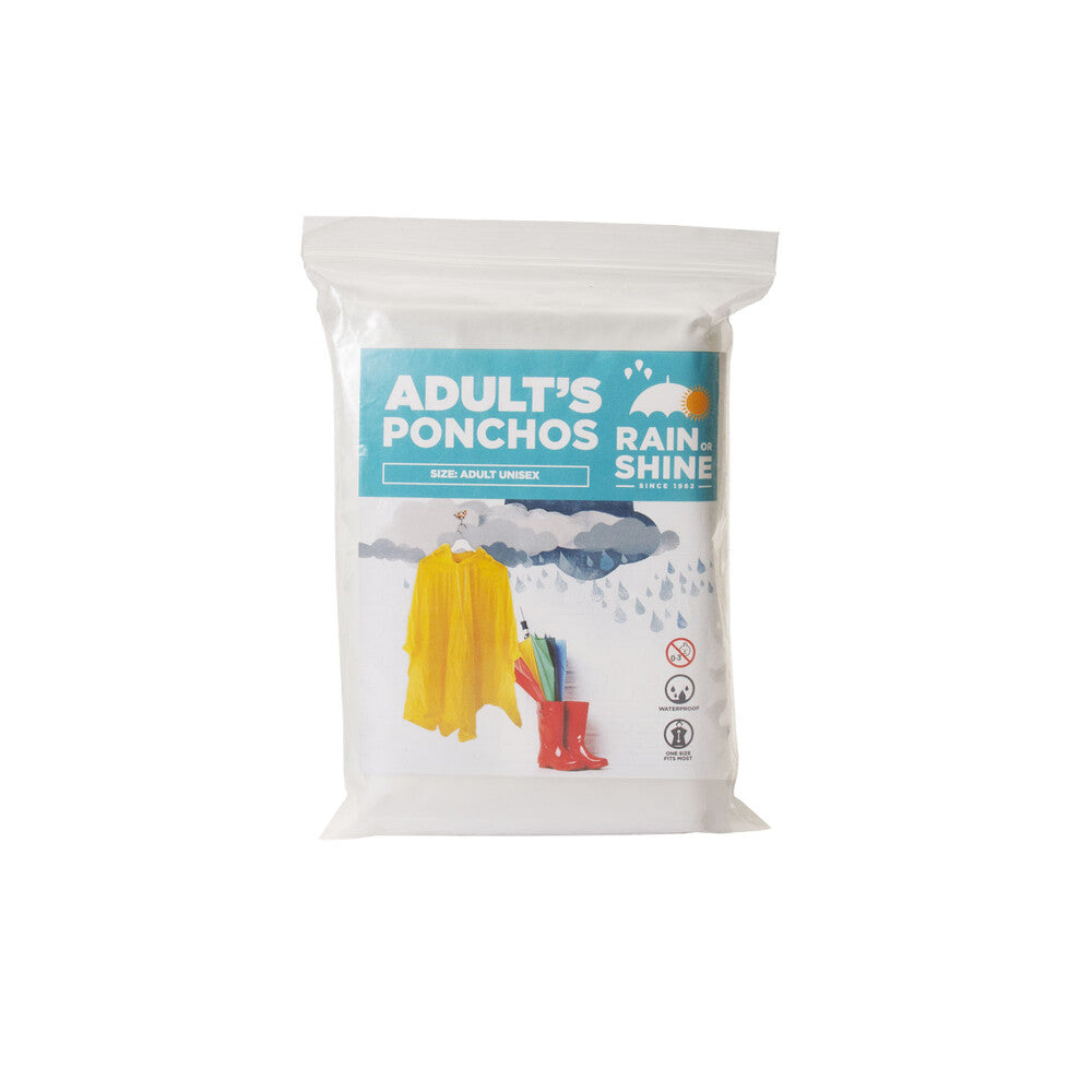 Rain Poncho Adults Asst Colours - 1 EACH