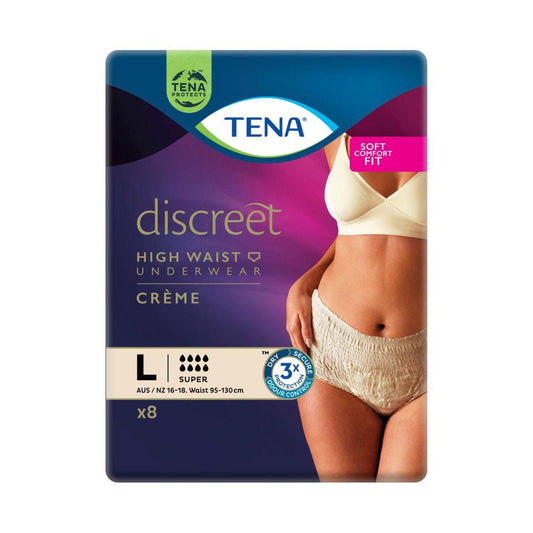 Tena Discreet Super Creme Incontinence Pants Large - 8 pack