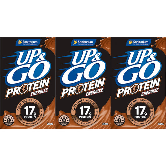 Up&go Protein Energize Liquid Breakfast Choc 250ml X 3 Pack