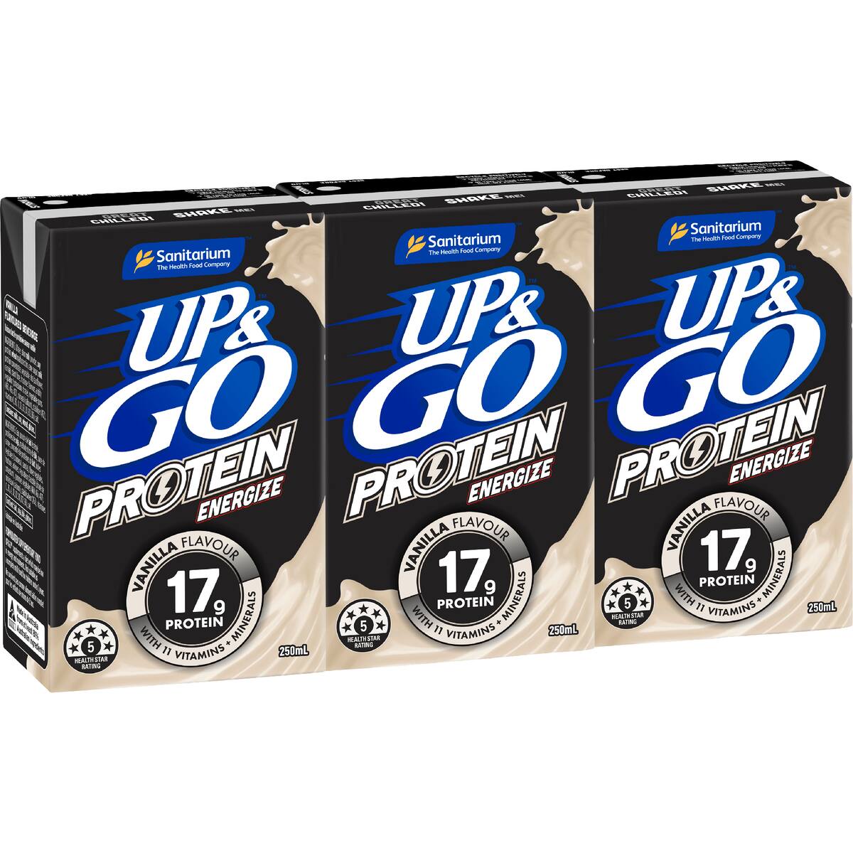 Up&go Protein Energize Liquid Breakfast Vanilla 250ml X 3 Pack