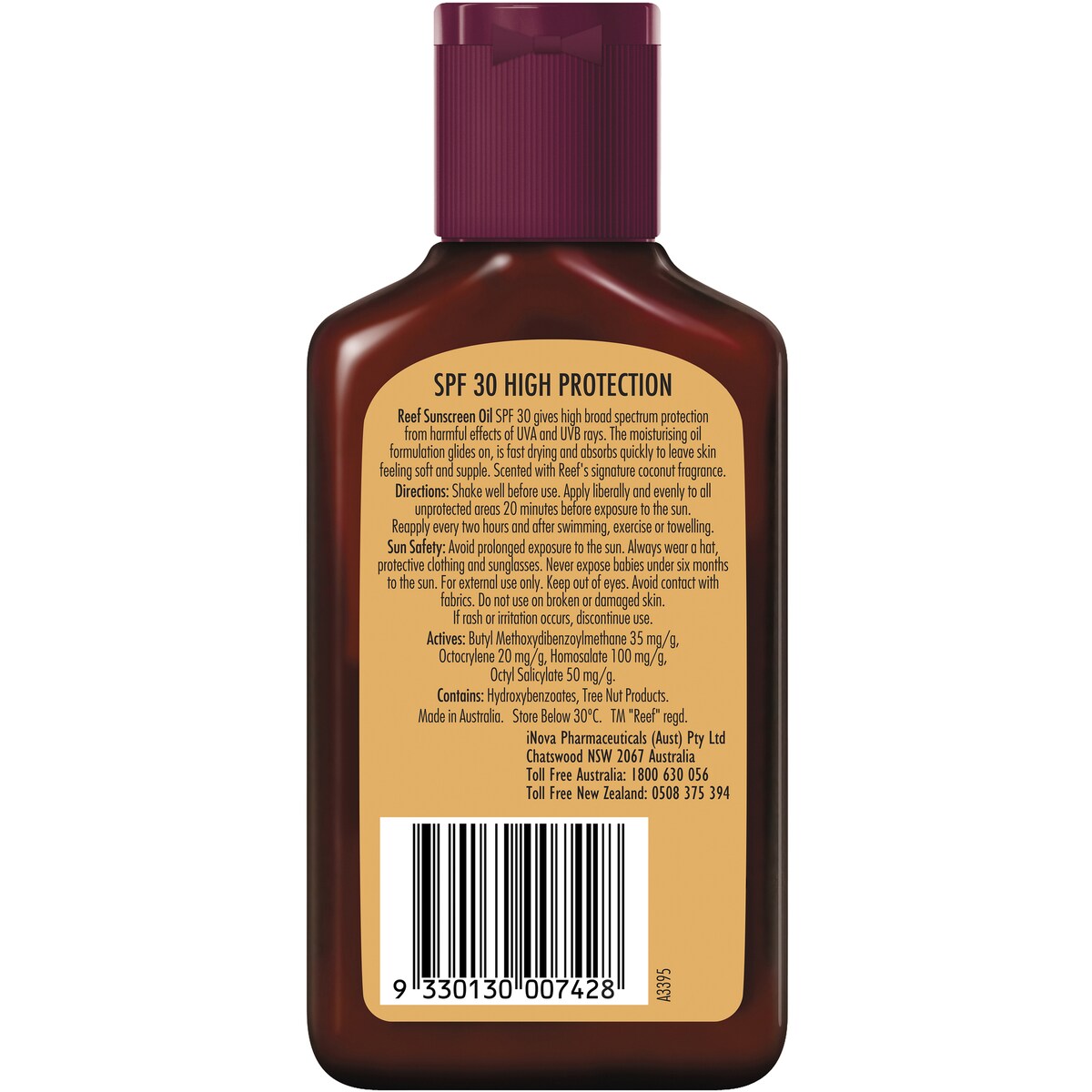 Reef Tanning Oil Coconut Sunscreen Spf 30+ 125ml