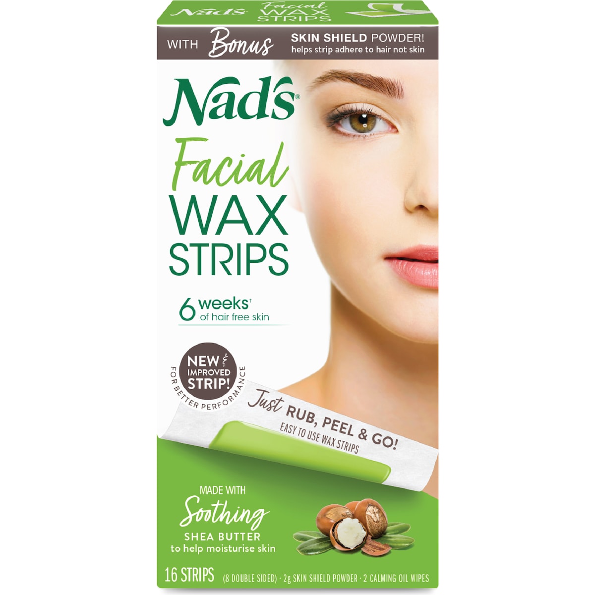 Nad's Hair Removal Wax Facial Strips 16 Pack