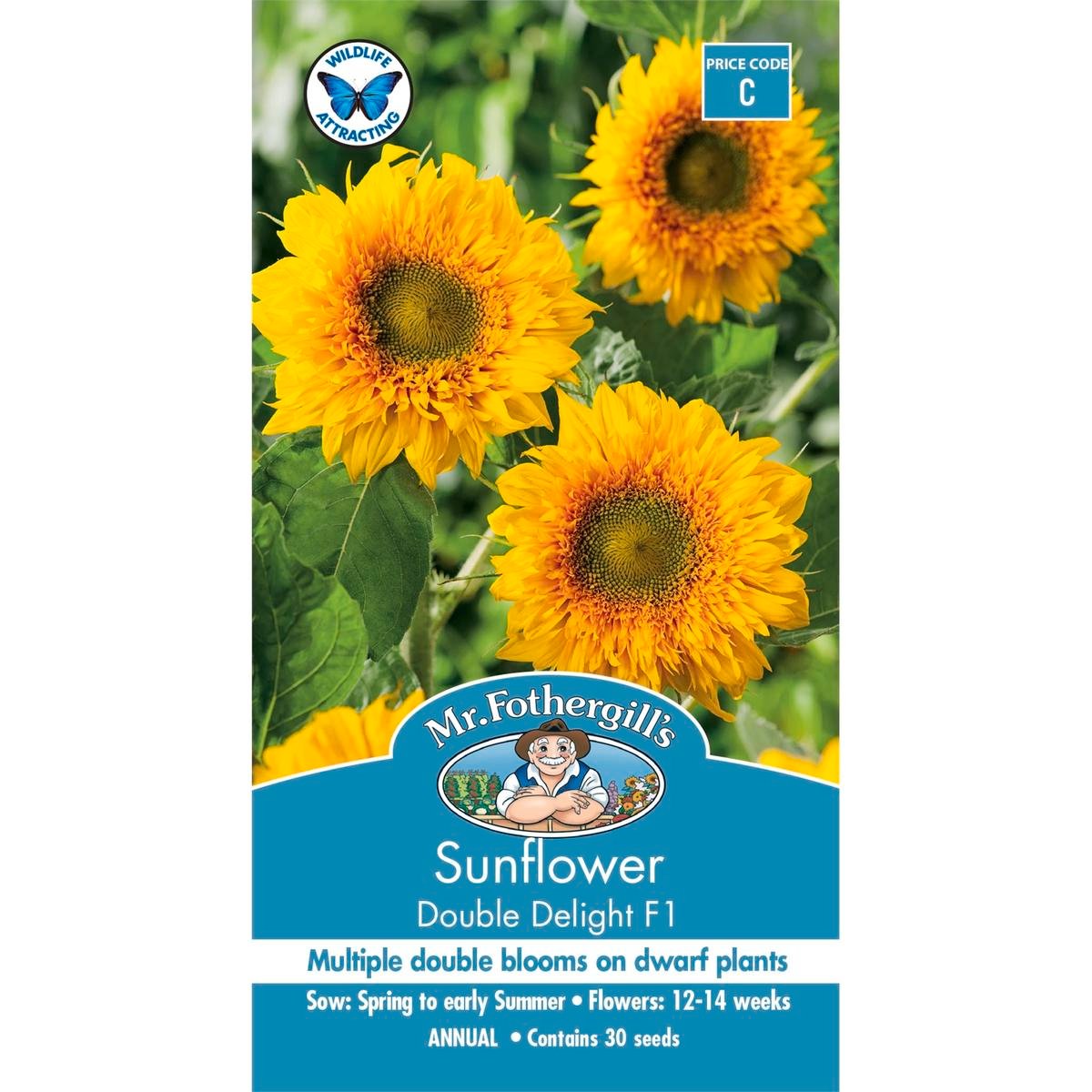 Mr Fothergill Sunflower Double Delight F1 Seeds - 75mm - Pollen Free - Easy To Grow