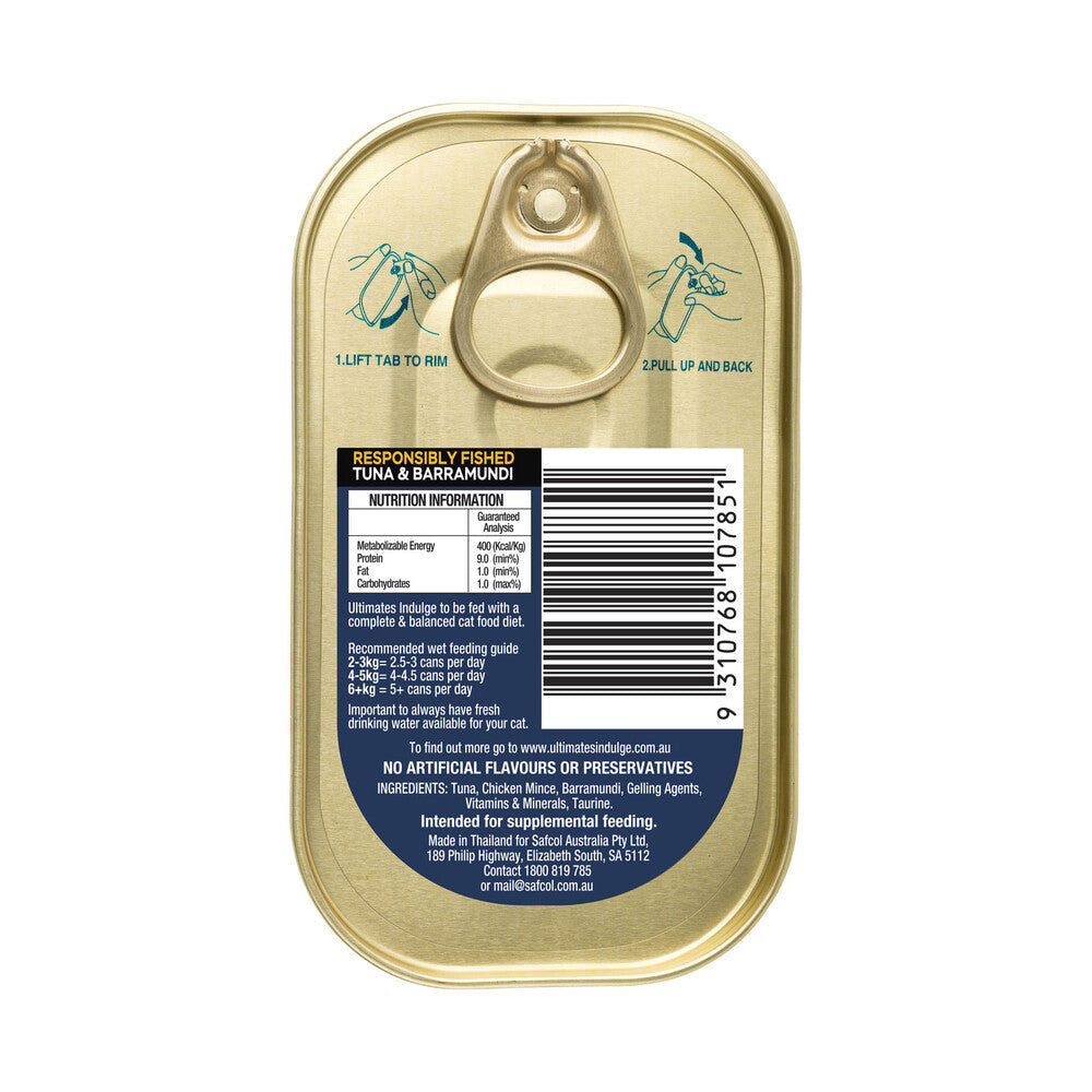 Ultimates Indulge Responsibly Fished Tuna & Barramundi Cat Food Canned - 85g