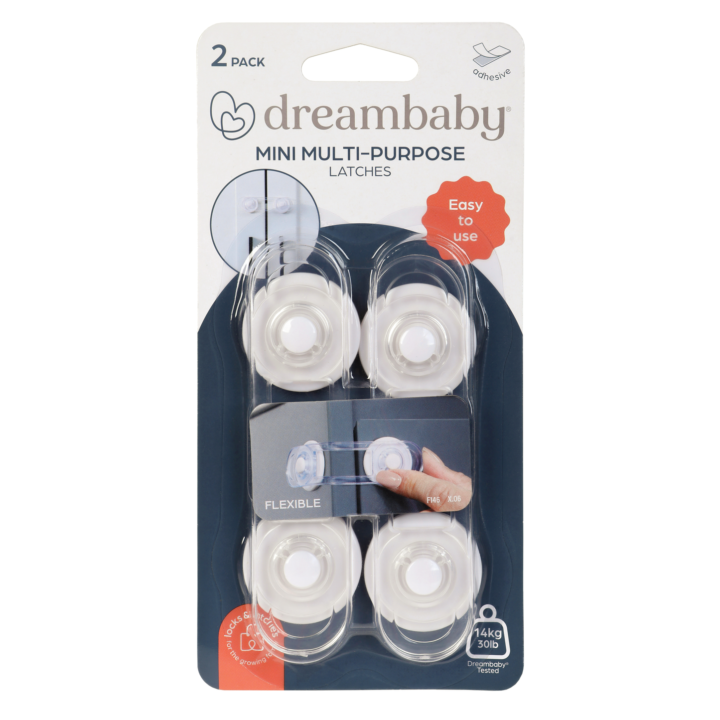 Dreambaby Child Safety Mini Multi-Purpose Latch - 2 Pack
