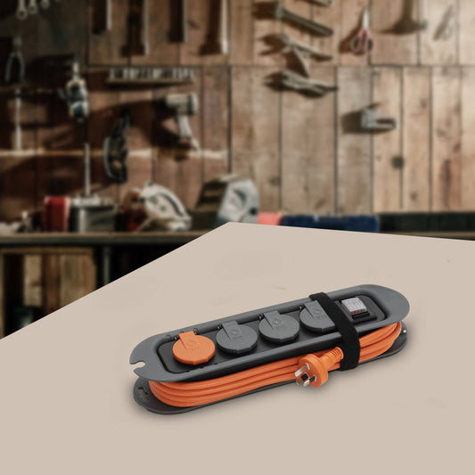 Deta Trade Tuff Heavy Duty Powerboard - 3 Outlet - 3m - Grey/Orange