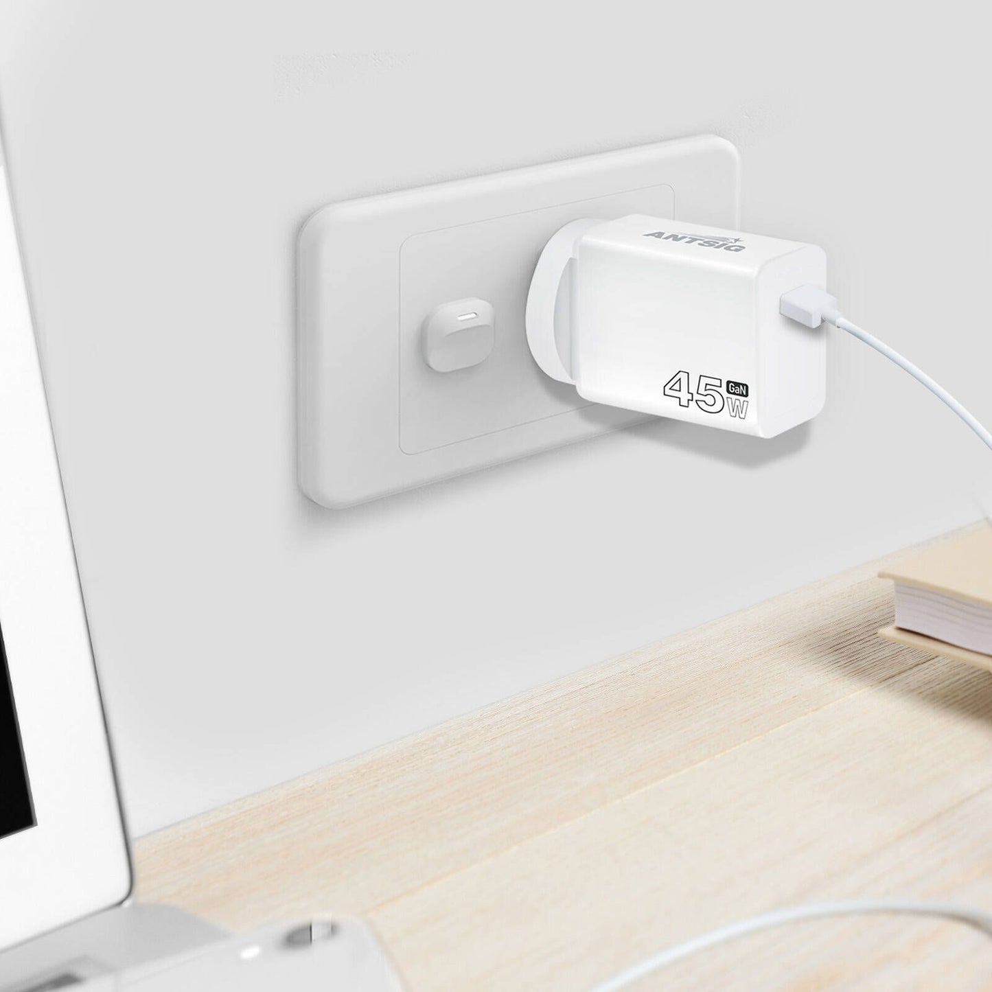 Antsig 45W USB-C GaN Wall Charger - White