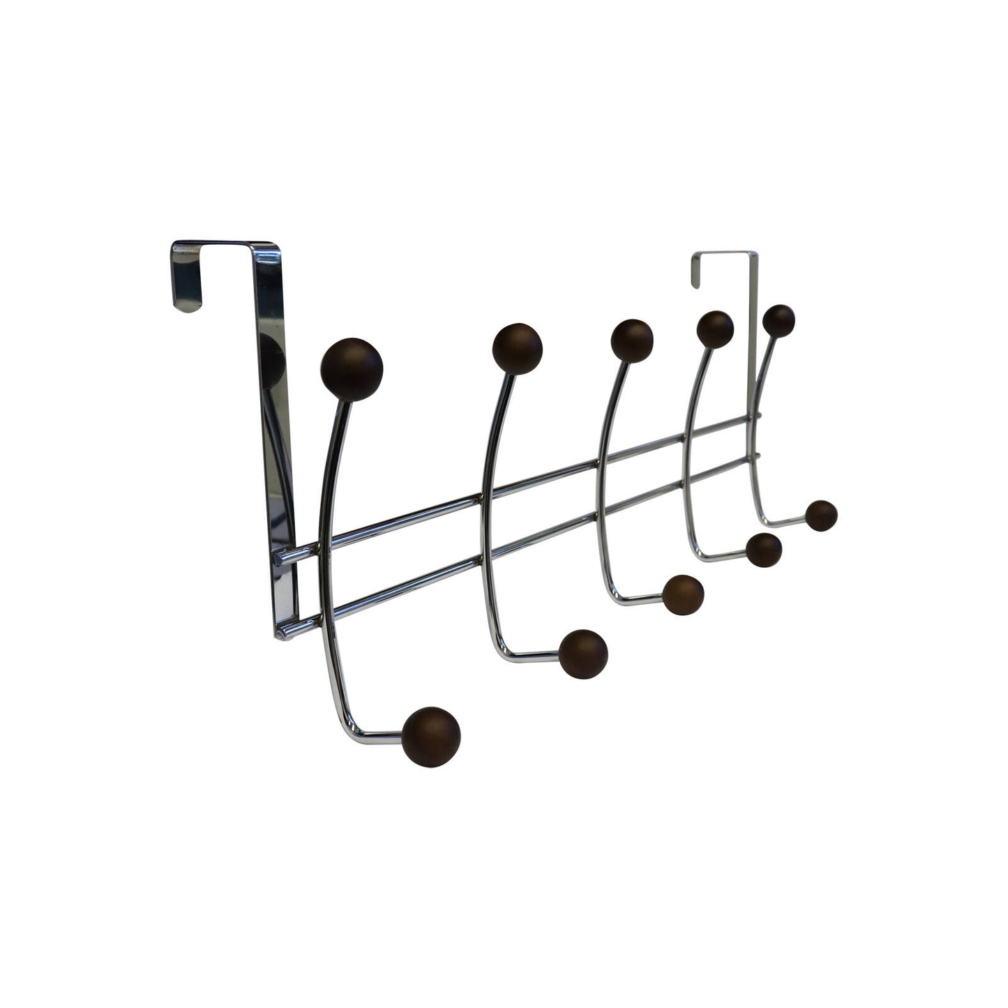Adoored 10 Hook Satin Chrome Over Door Steel Hook Rack