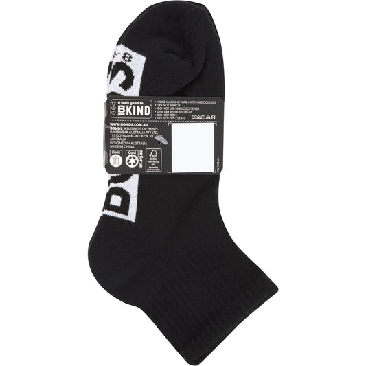 Bonds Womens Socks Sports 1/4 Size 8-11 Assorted 3 Pack
