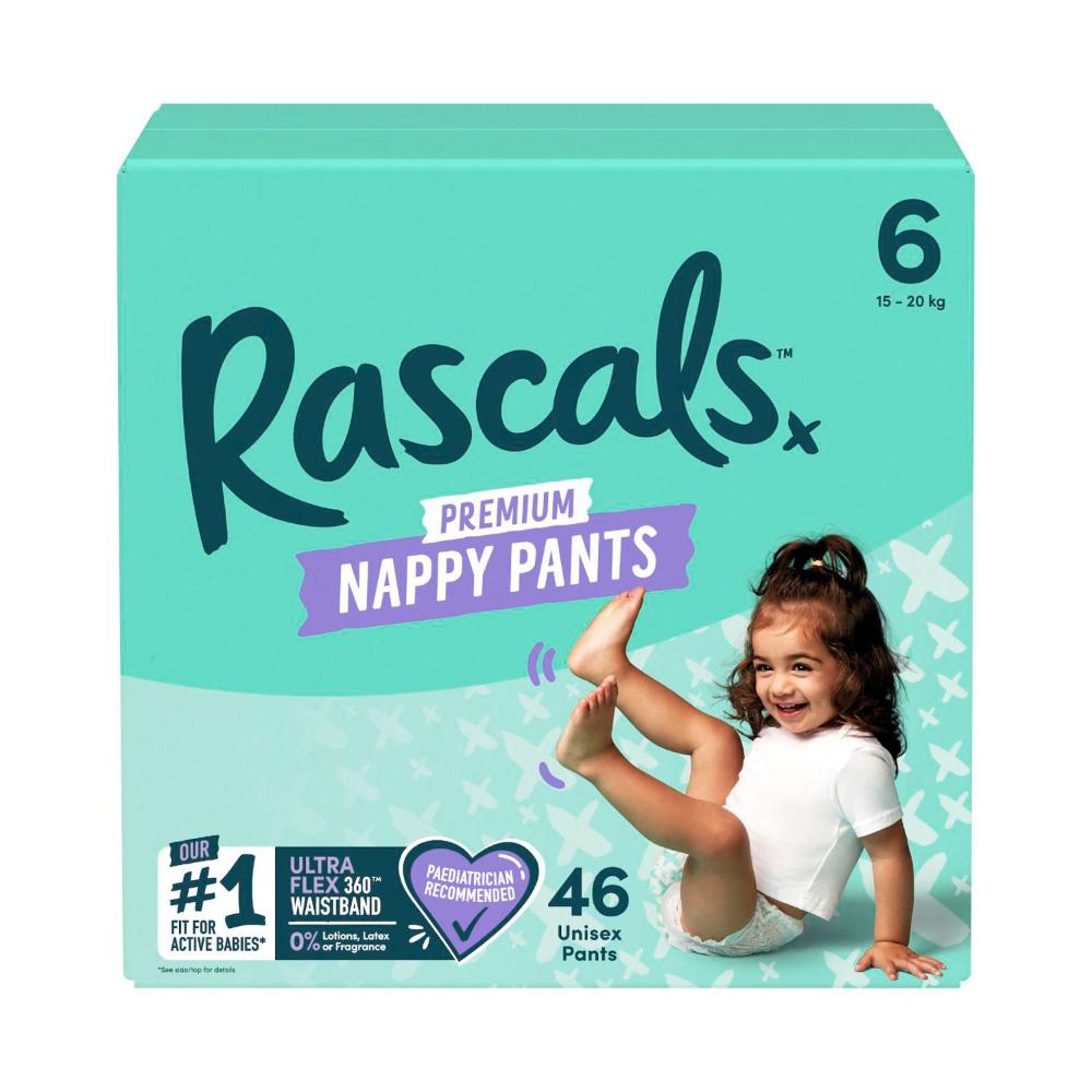 Rascals Premium Nappy Pants Size 6 (15-20kg) - 46 Pack