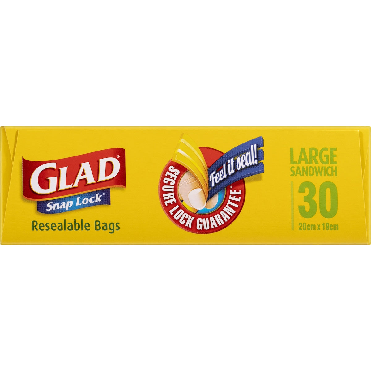 Glad Snap Lock Resealable Large Sandwich Bags 30 pack