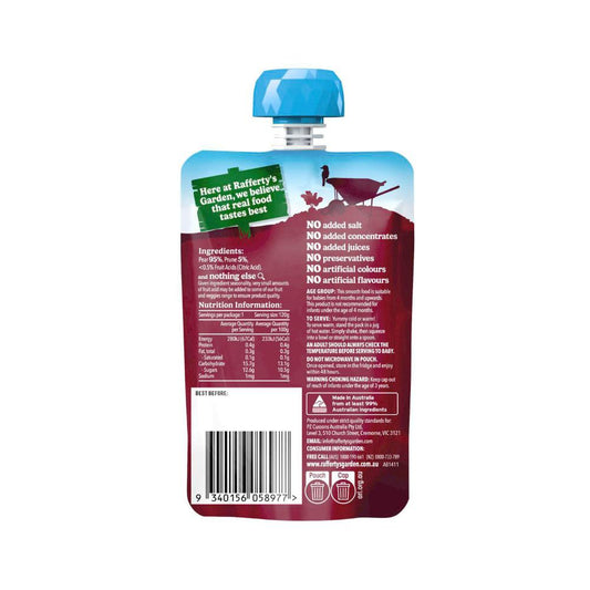 Rafferty's Garden Pear & Prune Puree And Nothing Else Baby Food Pouch 4+ Months - 120g