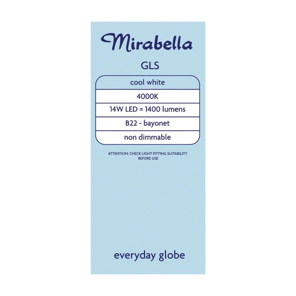 Mirabella Gls BC Globe Cool White Led 14w 1400 Lumens - 1 each