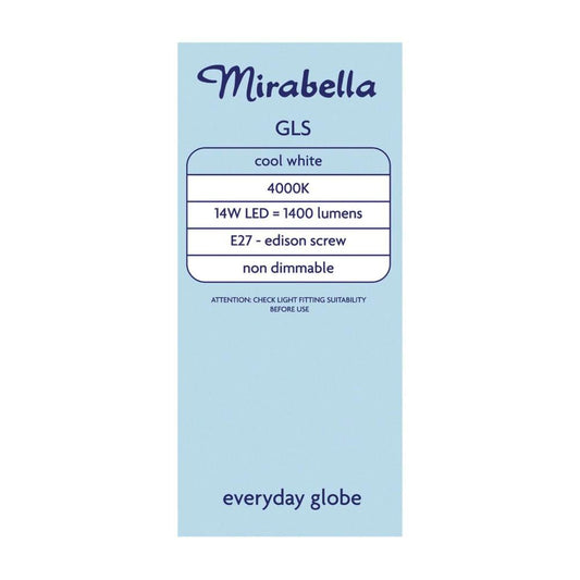 Mirabella Gls Es Globe Cool White Led 14w 1400 Lumens - 1 each