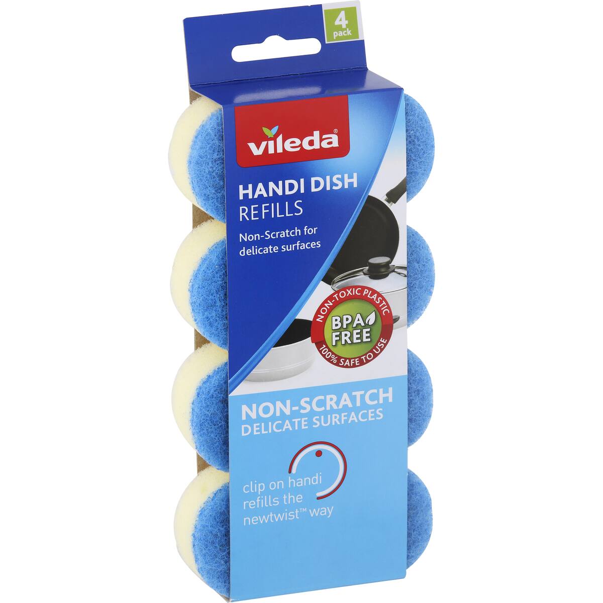 Vileda Handi Dish Refills Non Scratch 4 Pack