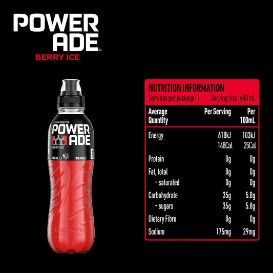 Powerade Ion4 Berry Ice Sports Drink Sipper Cap 600ml