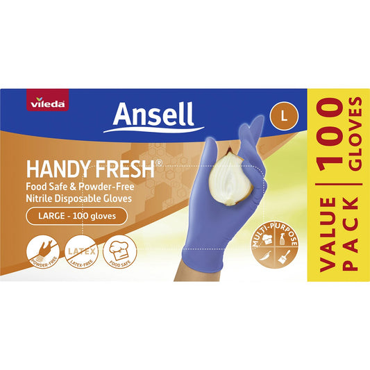 Vileda Ansell Handy Fresh Nitrile Disposable Gloves Large 100 pack