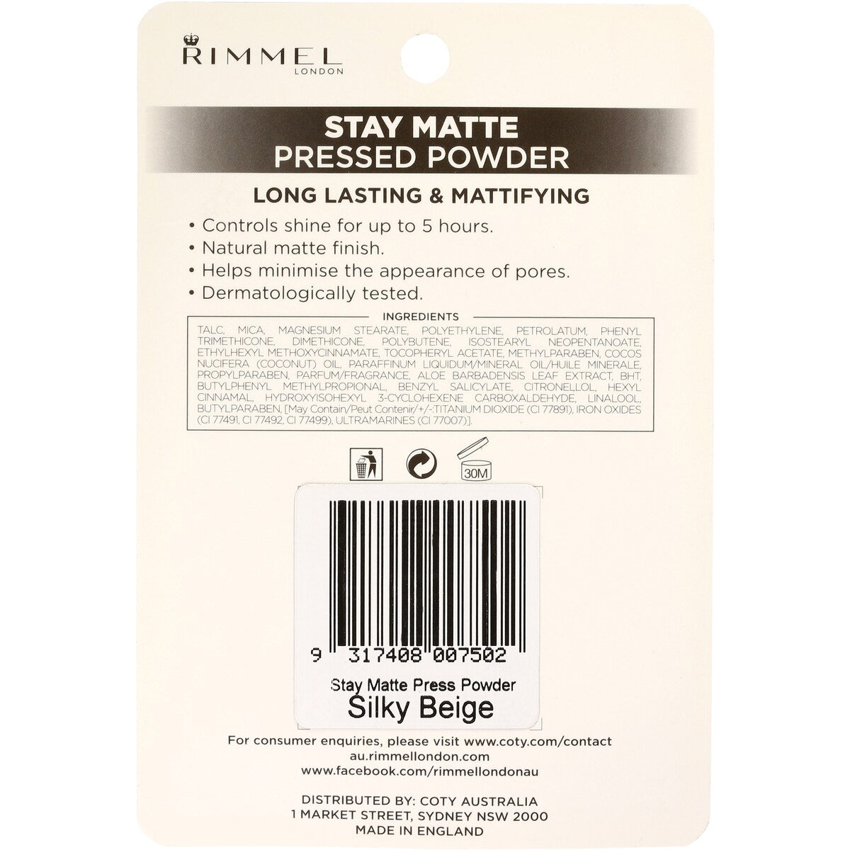 Rimmel London Stay Matte Powder Pressed Silk Beige 14g