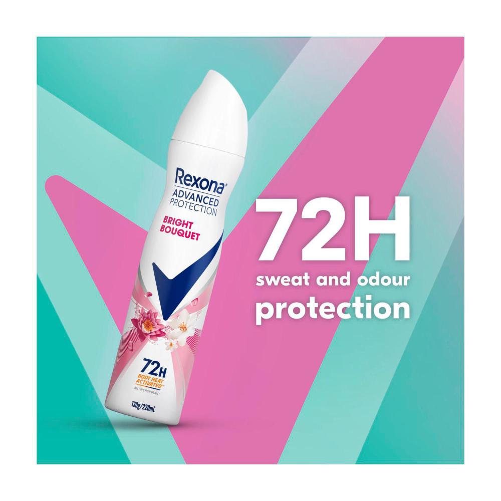 Rexona Women Deodorant 72hr Advanced Aerosol Bright Bouquet - 220mL