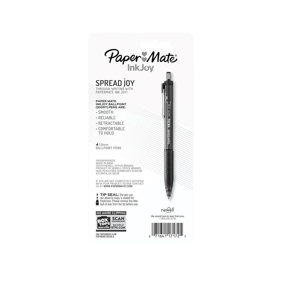 Paper Mate Inkjoy Black Ball Point 4 - pack