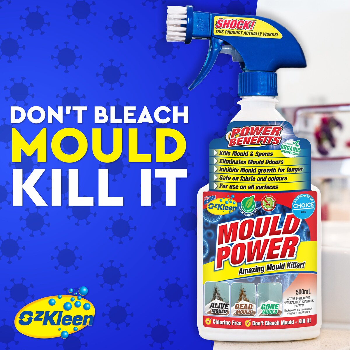 OzKleen Mould Power Mould Cleaner & Killer Trigger 500mL