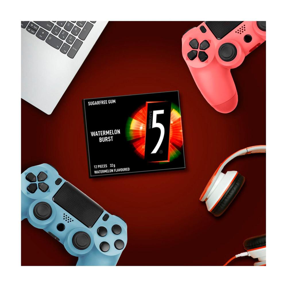 5 Gum Watermelon Burst Sugar Free Gum 12 Piece - 32g