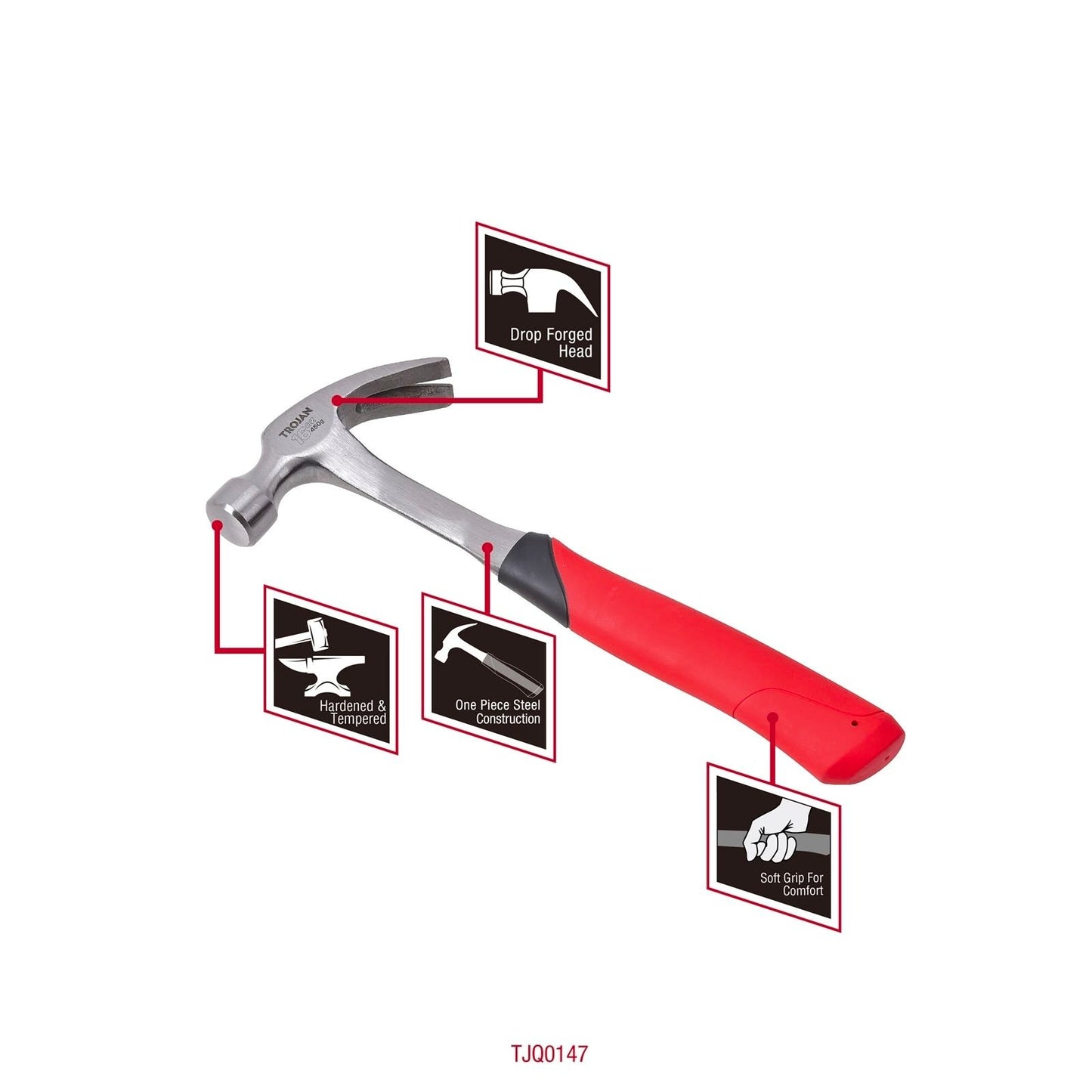 Trojan Steel Claw Hammer - 16oz - 450g