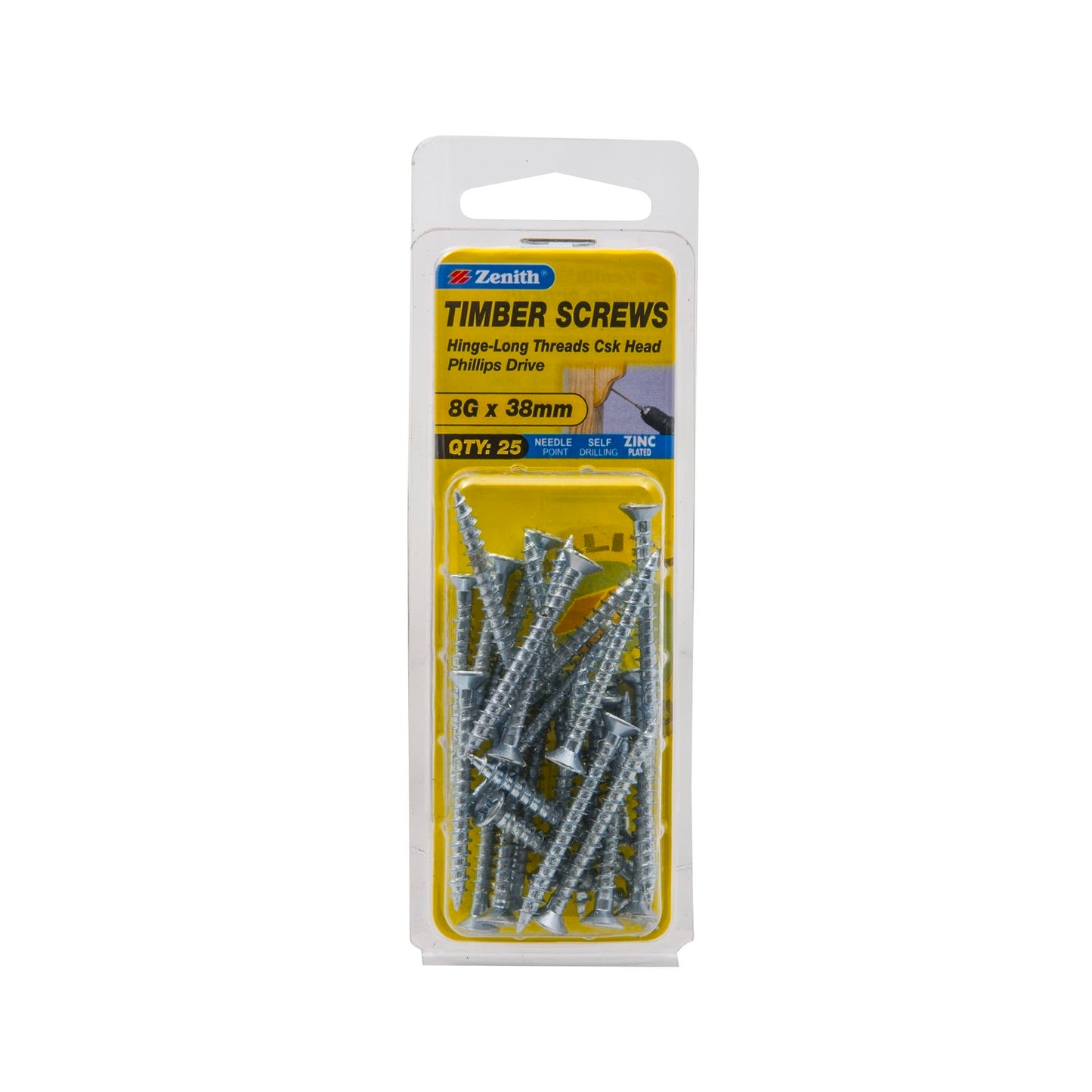 Zenith Timber Screws - 8g x 38mm - 25 Pack