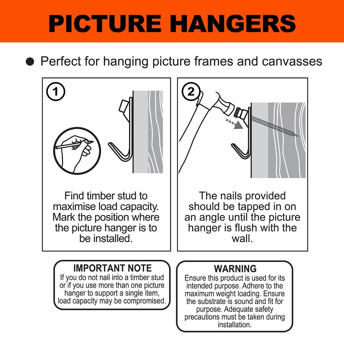 Everhang Picture Hanging - 8kg - Brass Plated - 8 Pack
