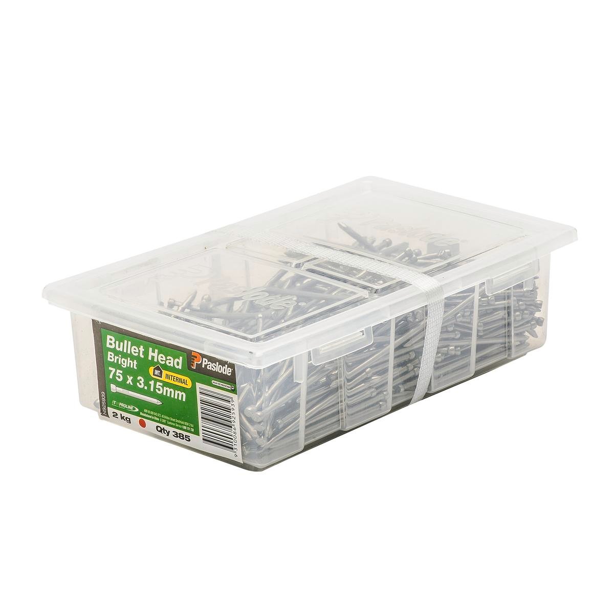 Paslode Bright Bullet Head Nails 75mm 3.15mm 2kg Internal Use