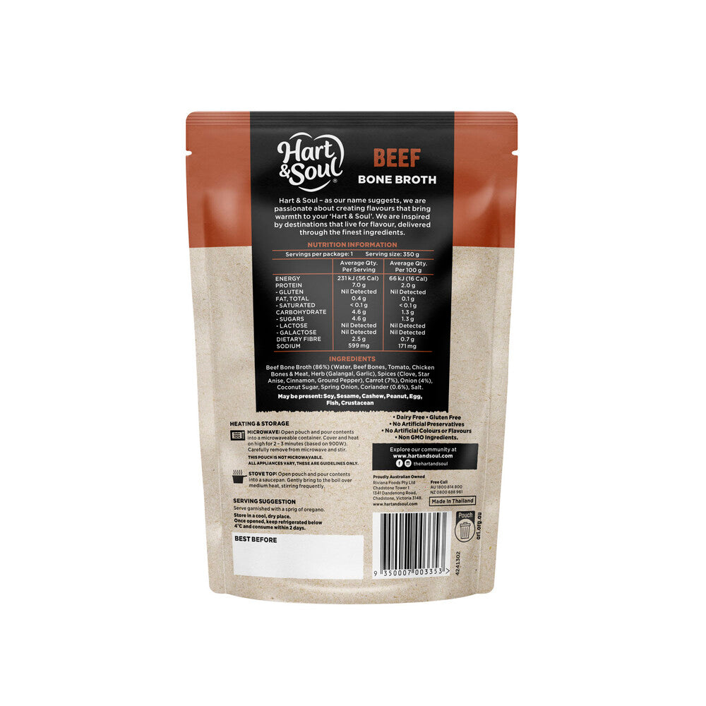 Hart & Soul Beef Low Calorie Bone Broth Soup - 350g
