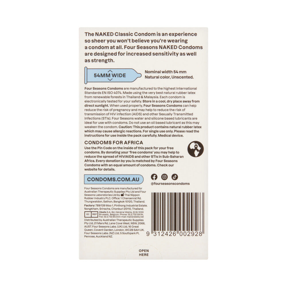 Four Seasons Naked Classic Condoms - 12 pack