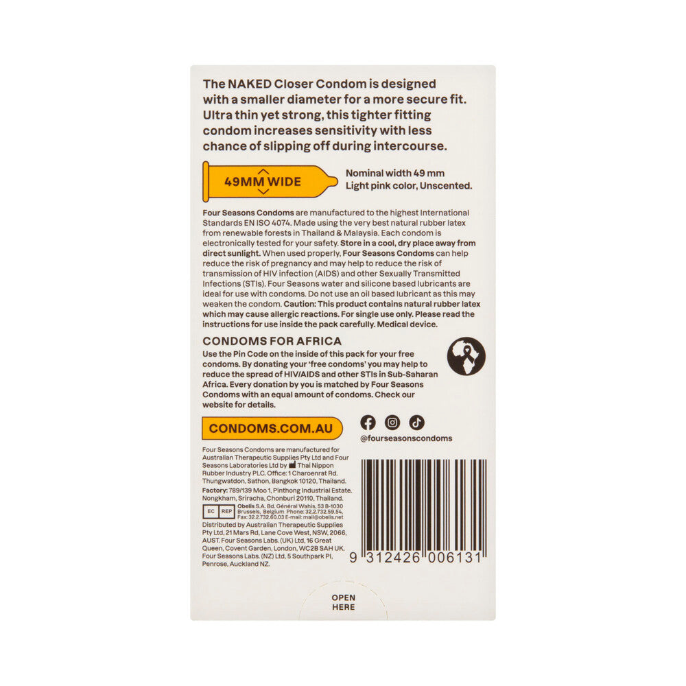Four Seasons Naked Closer Condoms - 12 pack