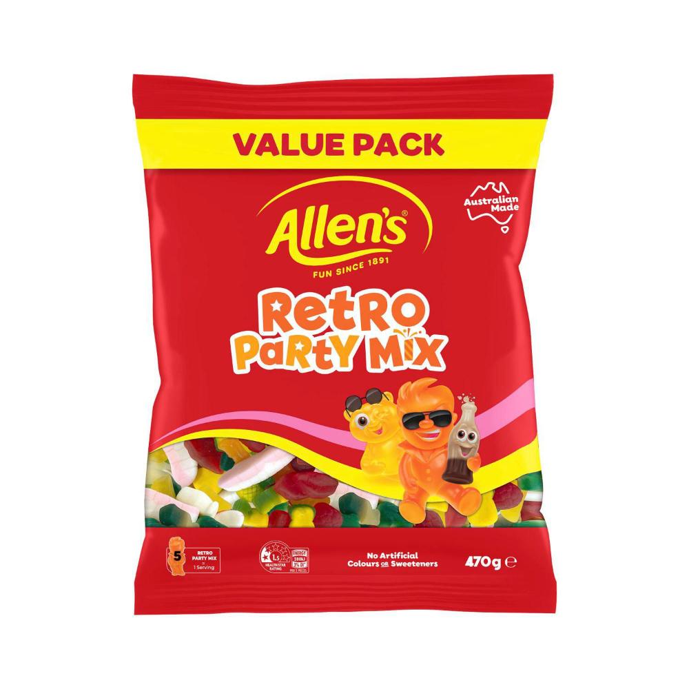 Allen's Lollies Large Value Bag Candy Retro Party Mix - 470g