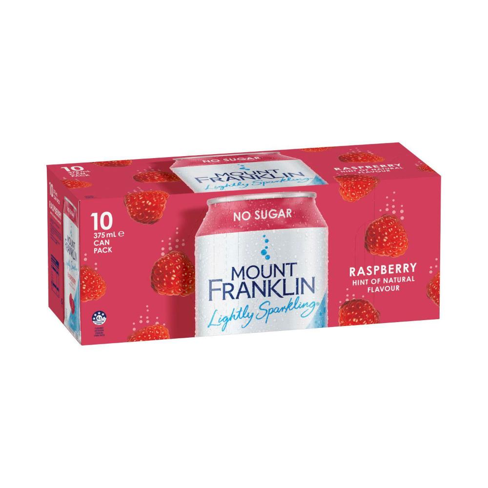 Mount Franklin Lightly Sparkling Water Raspberry Multipack Cans 375ml - 10 Pack