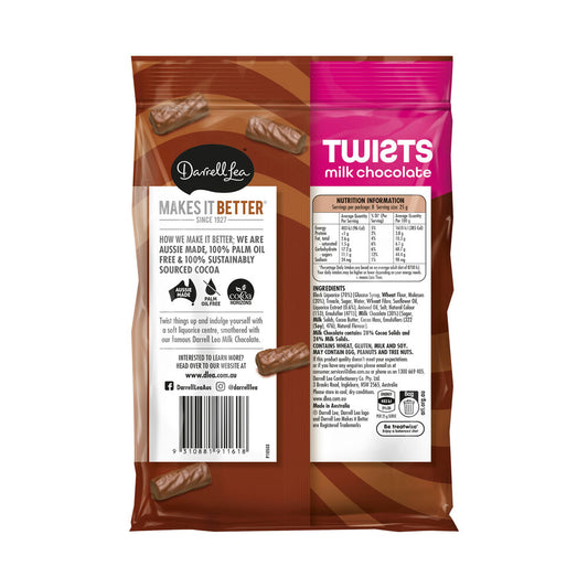 Darrell Lea Twists Milk Chocolate Liquorice - 200g