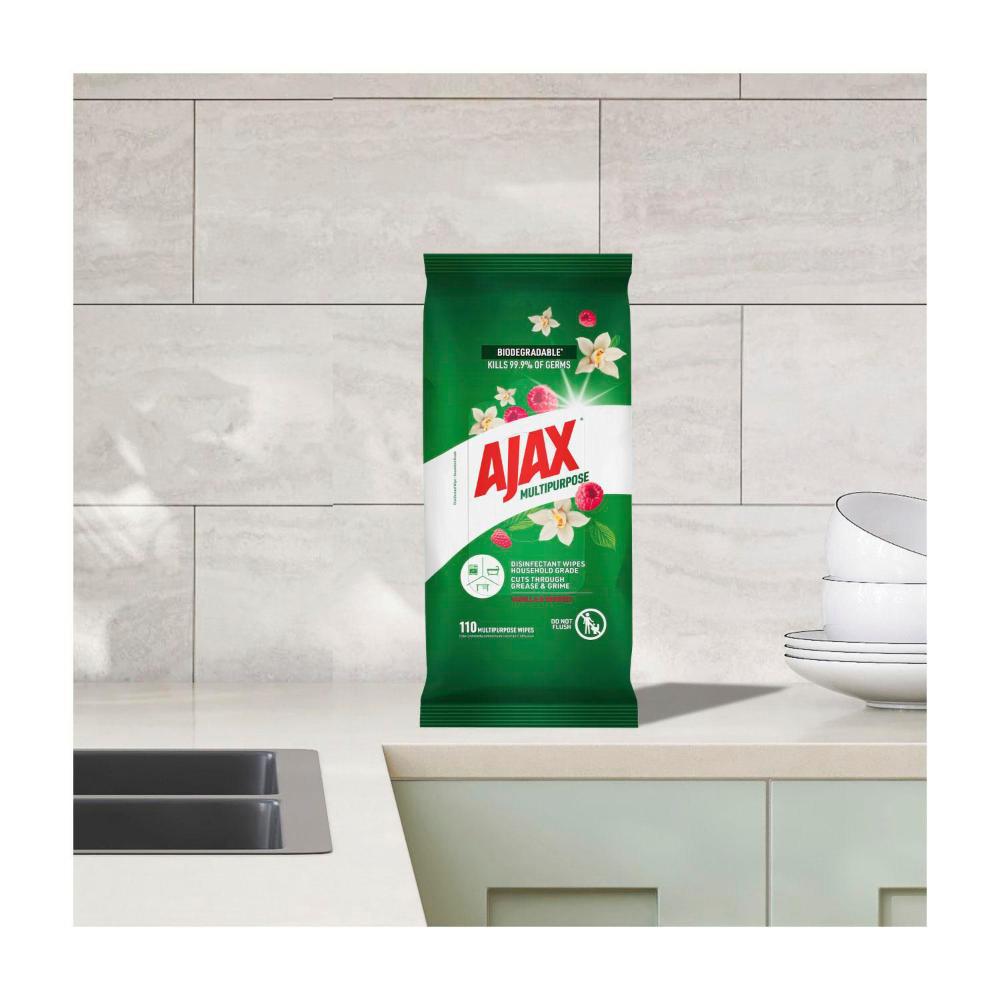 Ajax Eco Antibacterial Multipurpose Disinfectant Wipes Vanilla & Berries - 110 pack