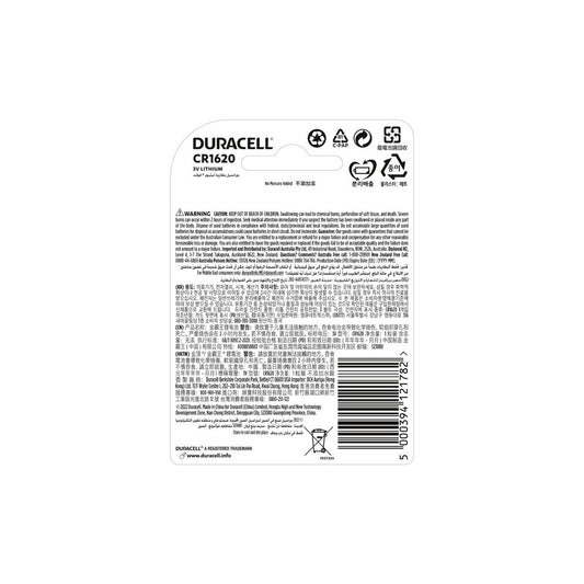 Duracell Specialty 1620 Lithium Coin Batteries - 1 Pack
