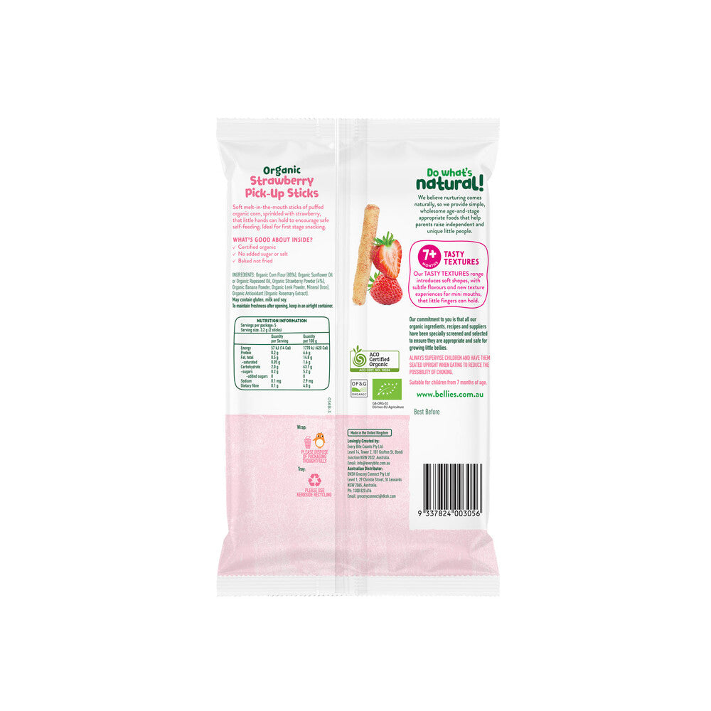 Little Bellies Organic Strawberry Pick-Up Sticks 7+ Months - 16g