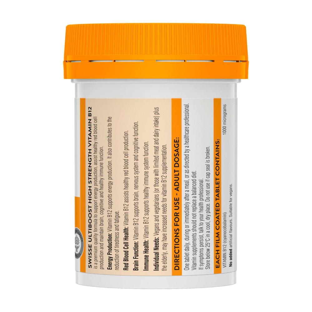 Swisse Ultiboost High Strength Vitamin B12 For Energy Production Support - 60 pack