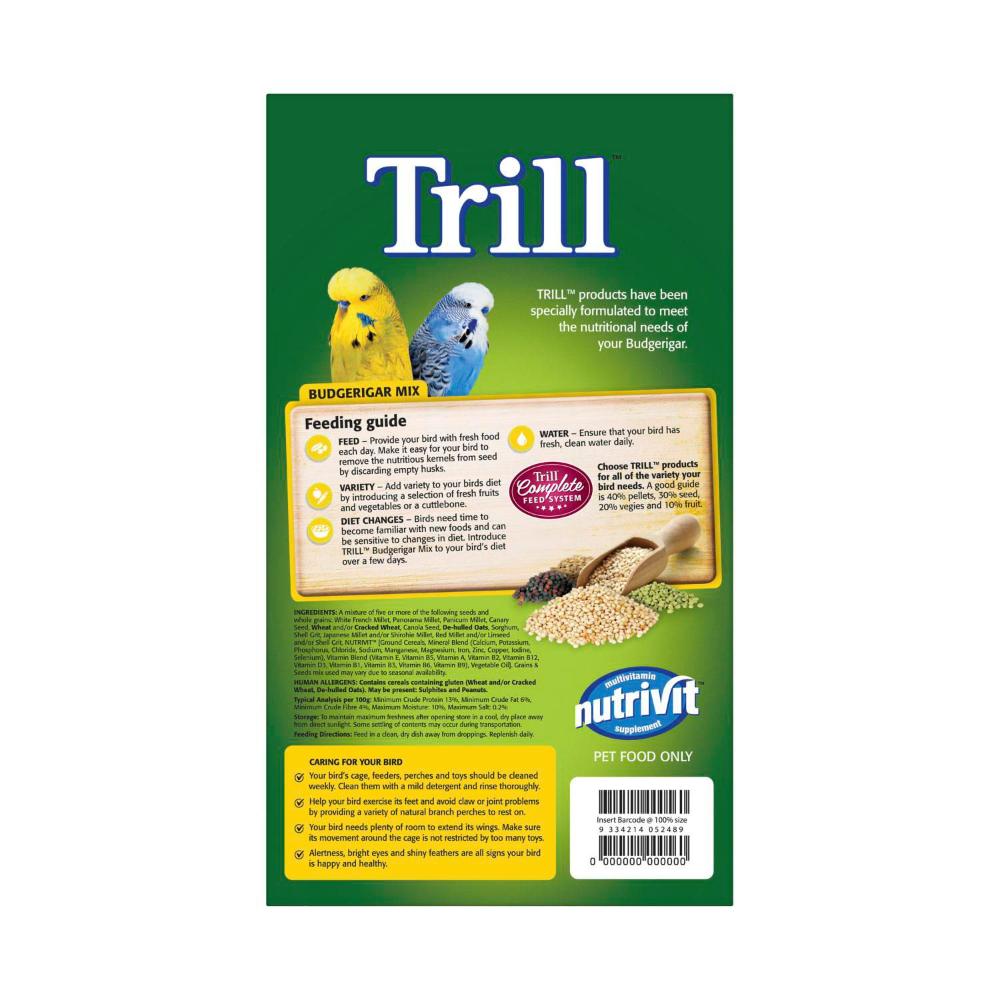 Trill Bird Seed Budgie Mix - 1.8kg
