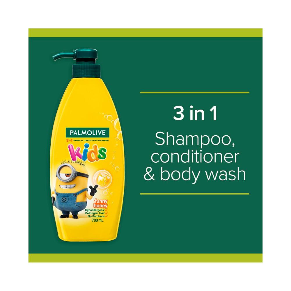 Palmolive Kids 3 In 1 Funny Honey Shampoo Conditioner & Bodywash - 700mL