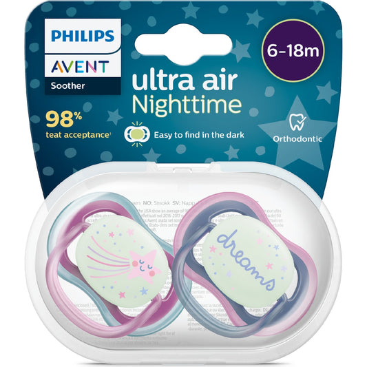 Avent Night Time Soother 6-18m 2 Pack